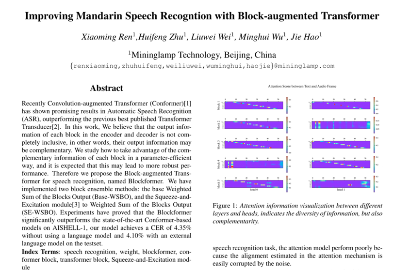 ���ԿƼ�Blockformer����ʶ��ģ����AISHELL-1���Լ���ȡ��SOTAЧ��